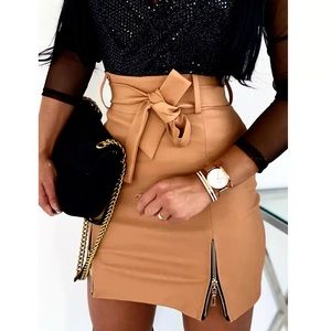 Women's Sexy Elegant PU Leather Pencil Mini